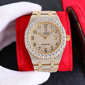 Montre-bracelet mécanique automatique de luxe pour homme, résistante à l'eau, sertie de moissanite, style hip-hop, avec cadran à aiguilles - Product Image 2