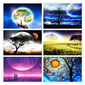 Wholesale diamond painting DIY cross stitch home decoration star moon collection scenery 5D diamond painting