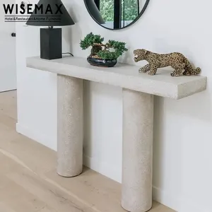 WISEMAX 가구 현대적인 디자인 콘솔 테이블 유리 섬유 프레임 원피스 로비 입구 장식 홈 사이드 테이블