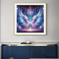 Kit de peinture sur toile DIY Songwoo Ailes d'ange magiques bleu violet Mandala étoile Fleur Peinture par numéros