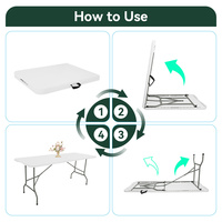 Tables pliantes modernes en plastique HDPE blanc pour repas en plein air, mariages, traiteur, camping et voyages - Outils à usages multiples