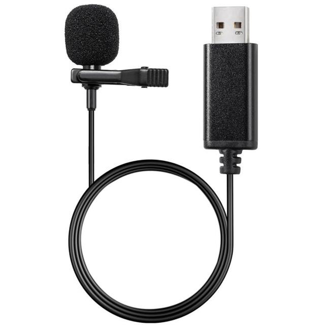 USB Interface Lavalier Microphone for Laptop Live Conference Recording, Length:2m