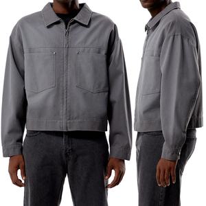 Custom Design <b>Men's</b> Punk Old Worn Spring Autumn Cropped Boxy Fit Patch Pockets Loose <b>Men</b> Twill Cotton Canvas <b>Trucker</b> <b>Jacket</b> - Product Image 6