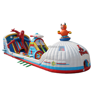 Suministro de fábrica gran castillo hinchable Spiderman tobogán puente Castillo niños gran juego inflable para la venta - Product Image 1