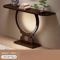 Table console semi-circulaire traditionnelle en bambou avec rangement pour salon et hôtel, décoration murale pour couloir lumineux