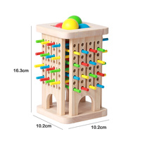 Torre de Palitos de Madera Montessori, Juego de Bolas que Caen, Diseño Desmontable, Juguete Educativo de Lógica para Niños