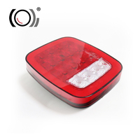 Feu arrière carré LED 12V 13.6W pour camion, avec yeux d'ange, rouge et blanc, pour frein, stop, clignotant et feu de position latéral, pour remorque