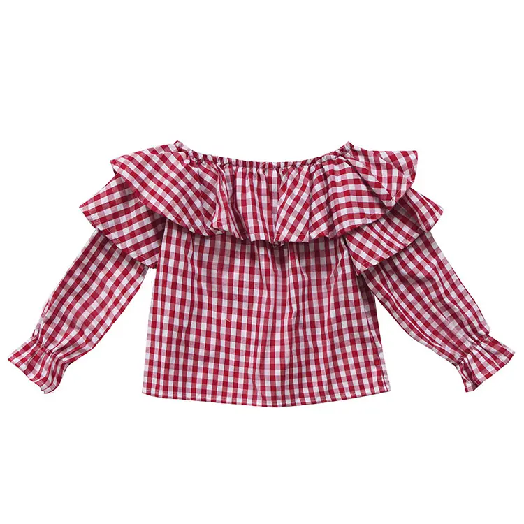 Plaid Fall Long Sleeves Kids Top Girl Blouse 2020 Wholesales OEM Christmas Shirt Stand OEM Service Cuffs GOOD Casual Shirts Half