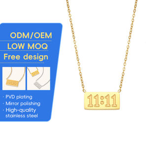 Оптовая продажа, модное женское 11:11 ожерелье с цифрой ангела, бижутерия под золото 18 карат - Product Image 1