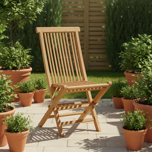Chaises de jardin pliantes en teck massif avec dossier à lattes, design moderne, meubles de patio portables pour l'extérieur - Product Image 4