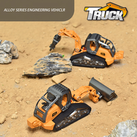 Ensemble de jouets de construction détachable en métal moulé sous pression : Excavatrice, Bulldozer, Rouleau compresseur, Modèles de véhicules d'ingénierie pour enfants avec panneaux routiers