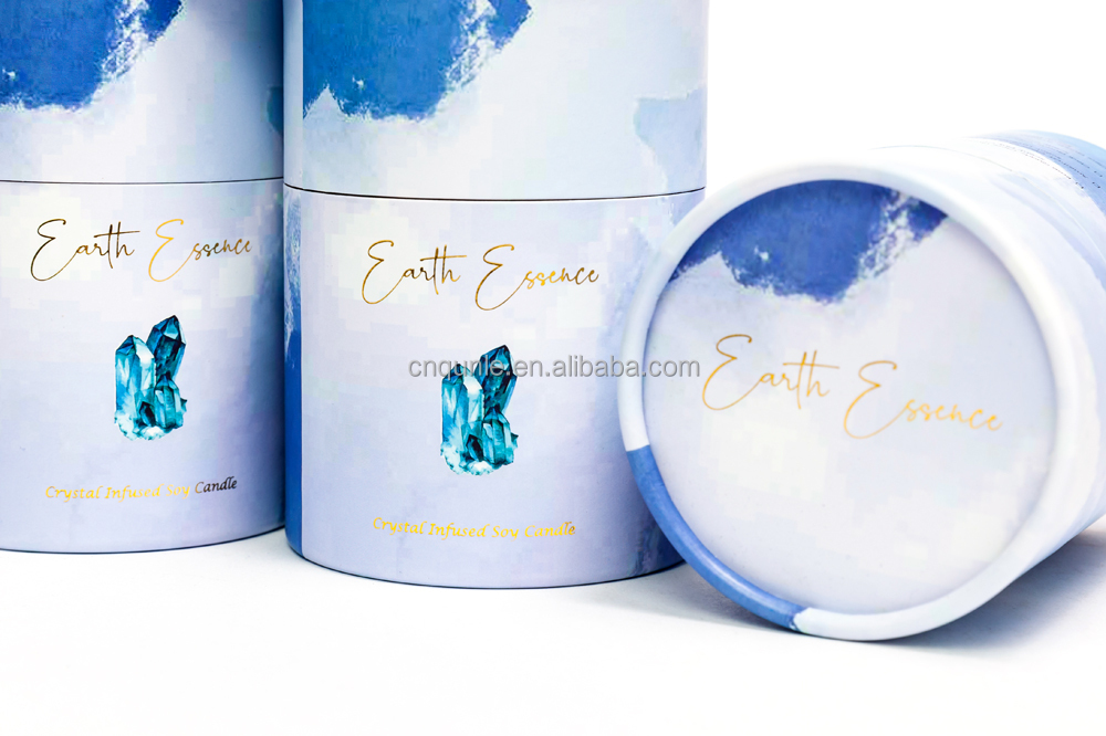 recyclable cylinder package box for candle black candle packaging boxes with silver stamping