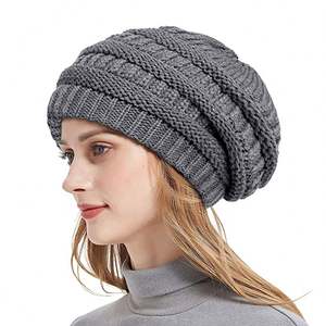 Meilleures ventes de bonnets en tricot côtelé, bonnets d'hiver doublés de satin, bonnets pour femmes - Product Image 3