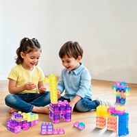 Set Balok Bangunan Jelly Berkualitas Tinggi, Sensorik, Plastik, Anti Stres, Edukatif, Mainan Konstruksi untuk Anak-anak