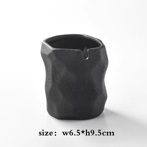 เชิงเทียนเซรามิกสีขาวดำ <span class=keywords><strong>RURU</strong></span> ทำมือ เป็นมิตรกับสิ่งแวดล้อม รูปทรงกลม ภาชนะสร้างสรรค์สำหรับตกแต่งบ้านและโรงแรม - Product Image 5