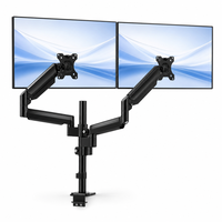 Support de moniteur et d'ordinateur portable en acier robuste à double bras articulé avec double base de fixation