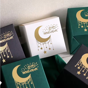 Nuove Mini Buste Regalo per Eid in Nero, Bianco e Verde <span class=keywords><strong>con</strong></span> Elegante Design a <span class=keywords><strong>Mezzaluna</strong></span> Dorata e Decorazione a <span class=keywords><strong>Stella</strong></span> - Product Image 4