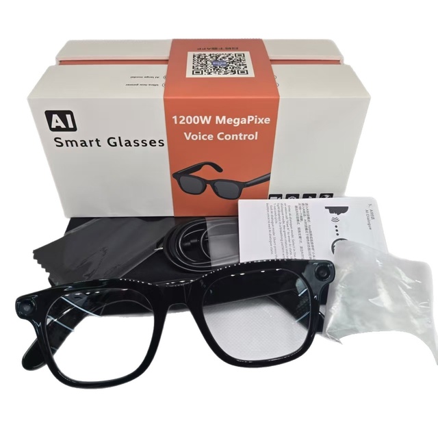12MP AI Assistant Real-time Translation Anti-Shake Shooting APP Voice Control Long Battery Life Live Streaming Smart Glasses