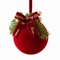 Boules de Noël en velours rouge, décorations suspendues incassables, décorations pour arbre de Noël, cadeau