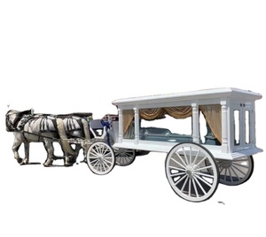 Carruaje de caballos funerario eléctrico blanco adornado Transporte especial a la venta Coche fúnebre tirado por caballos - Product Image 3