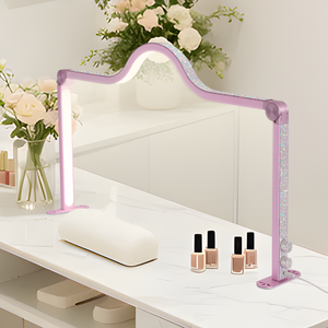 Pink <b>LED</b> Nail <b>Lamp</b> <b>Stand</b> with Rhinestone Design for Home Manicure and Pedicure Lighting - Product Image 1