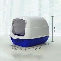 Grande litière pour chat entièrement fermée avec toilette surélevée, amovible pour éviter les éclaboussures externes, design à clapet