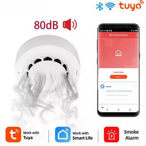 Detector <span class=keywords><strong>de</strong></span> Humo Fotoeléctrico con Batería WiFi, Material ABS, Alarma <span class=keywords><strong>de</strong></span> Incendio, Control por Aplicación para Hogar, Cocina, Hotel, Uso Comercial - Product Image 1
