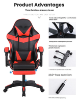 Chaise de jeu ergonomique à dossier haut en cuir PU pivotante pour joueurs professionnels