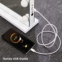 Greenfrom Coiffeuse Grand miroir d'ampoules de courtoisie éclairées à 15 ampoules avec lumières LED à intensité variable et prise USB GMH1601