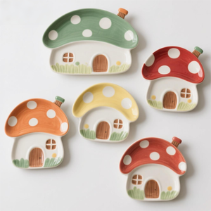 Cendriers en céramique en forme <span class=keywords><strong>de</strong></span> maison <span class=keywords><strong>de</strong></span> champignon personnalisés - Accessoires pour fumeurs OEM/ODM avec couleur <span class=keywords><strong>de</strong></span> toit personnalisable - Product Image 6