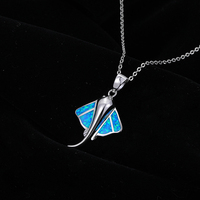 Artisan-Crafted 925 Bijoux En Argent Livraison Gratuite Opale Pendentif Vintage Ocean Animal pour Cadeau De Fiançailles Avec Iridescence