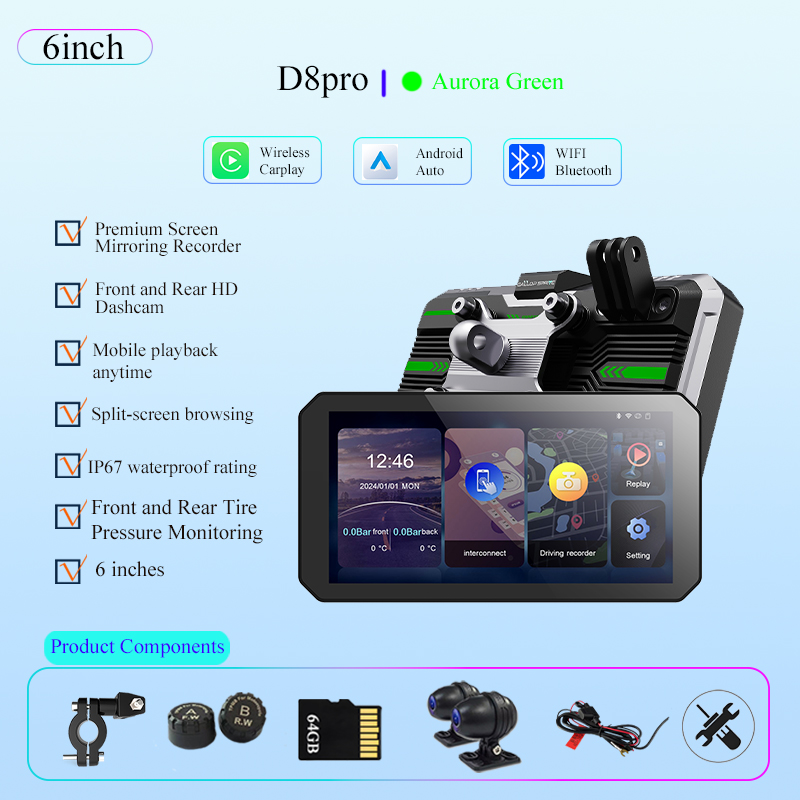 D8Pro Dashcam Vert + TPMS + DVR