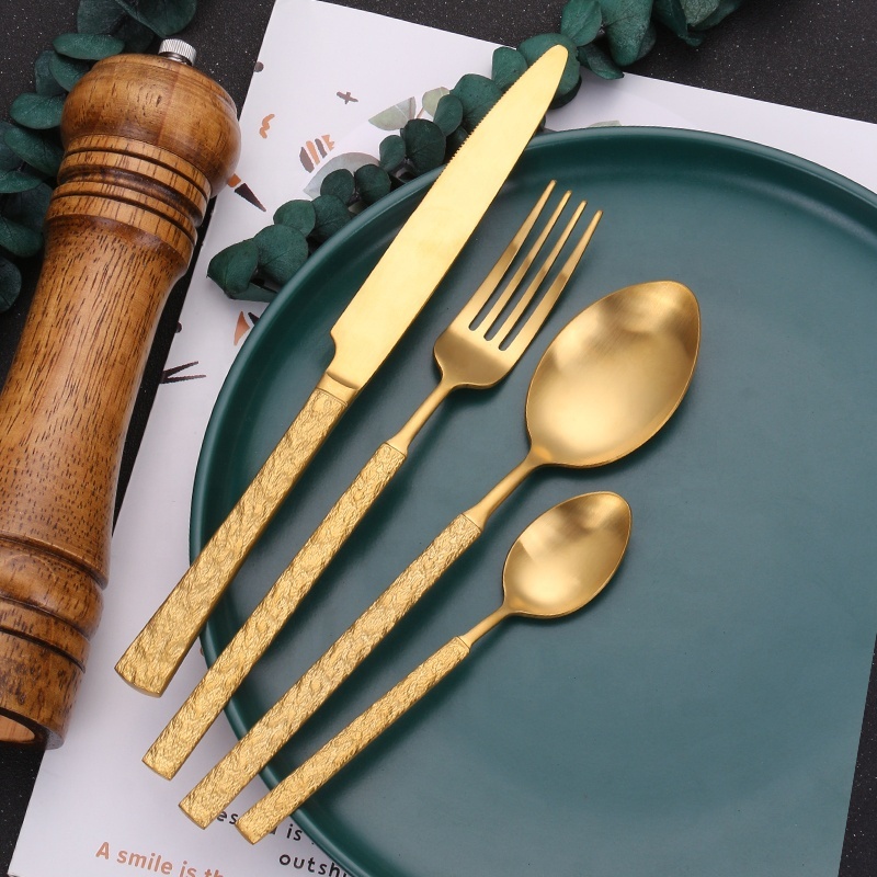Ausgefallene matte Besteck Stein muster Design Geschirr Set Eco 304 Edelstahl Western Luxus 4 Stück Besteck Set| Alibaba.com