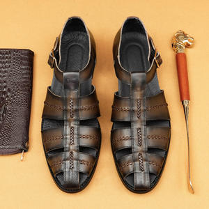 รองเท้าแตะโรมันแบบสานมือสไตล์เรโทรหนังแท้สำหรับผู้ชาย คอลเลคชั่นฤดูร้อน 2026 - รองเท้าลำลองระบายอากาศดี ดีไซน์ถัก - Product Image 3