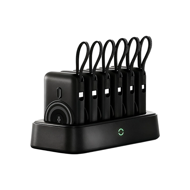 10000mah*6pcs  Fast Charging Sharable Power Bank  with 2 Built-in Cable and 22.5W Wireless Charger