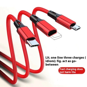 Vente en gros charge rapide 3-en-1 câble de type C en nylon 100% <span class=keywords><strong>Micro</strong></span> attaches de câble 3 broches d'origine pour iPhone fabriqué en Chine - Product Image 4