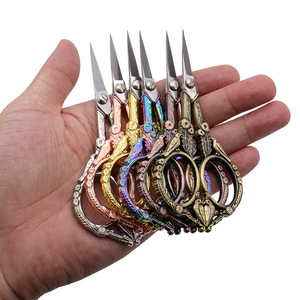 Vintage Tea Scissors Stainless Steel Embroidery Thread Trimmers Bird Theme Round Head Home Use Gold Plated Rose Gold Bronze - Product Image 1