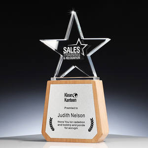 جائزة كريستال ماسية جديدة لعام <span class=keywords><strong>2026</strong></span> على شكل نجمة، هدية تذكارية، درع زجاجي خشبي - Product Image 1