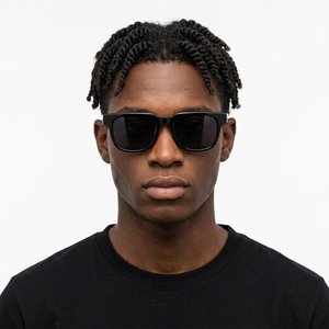 <b>Men's</b> Full Rim Rectangle <b>Sunglasses</b> UV400 Protection Fashion Casual Style Black Frame Dark Lenses - Product Image 1