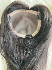 6 "X 6" Clips en monofilamento Corona <span class=keywords><strong>de</strong></span> <span class=keywords><strong>pelo</strong></span> Toppers Cabello humano recto Wiglets <span class=keywords><strong>Postizos</strong></span> para la pérdida <span class=keywords><strong>de</strong></span> cabello - Product Image 4