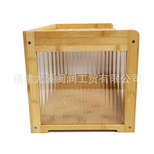 Bamboo Acrylic Bread <b>Box</b> Rectangular Dustproof Transparent Food <b>Storage</b> Container Modern Design <b>Stackable</b> Kitchen Organizer - Product Image 2