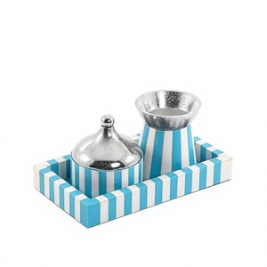 Juego de Quemadores de Incienso Tradicional Árabe Personalizado, Incienario de Resina con Incrustaciones de Anís Estrellado y Sándalo, Bandeja con Tapa de Metal, Religioso - Product Image 1