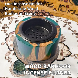 Wood Bakhoor Incense Burner Madhkan Arabic <b>Oud</b> Holder Handmade Aromatherapy <b>Diffuser</b> for Home Ramadan - Product Image 2