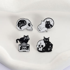 Karikatür kedi iskelet broş hayvan Metal rozeti çanta giyim şapka - Product Image 3