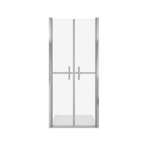 Puerta de Ducha Transparente de 28x74.8 Pulgadas con Marco Plateado y Bisagras, Vidrio Templado, Diseño Minimalista de Acero Inoxidable - Product Image 1
