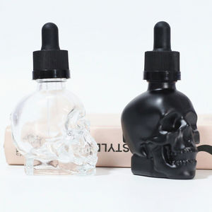 1oz cam damlalık şişe 30ml küçük temizle/buzlu siyah kafatası sakal yağı için cam damlalık şişe - Product Image 3