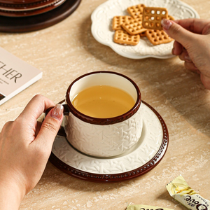 Juego de Tazas de Café de Cerámica con Diseño de Mimbre, de Alta Gama, Exquisito, para Regalo de Boda o Fiesta, Diseño de Dibujos Animados, Capacidad de 420 ml, Apto para Microondas y Lavavajillas - Product Image 2