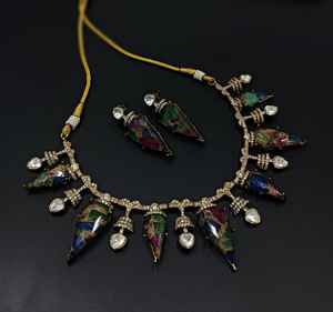 Venta caliente joyería tradicional mayorista indio Kundan tachonado diseño ovalado collar conjunto Stud pendientes para mujeres y niñas - Product Image 4