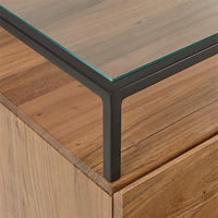 Commode à 6 tiroirs de taille personnalisée en bois avec plateau en verre design moderne couleur noyer pour chambre à coucher