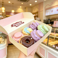 Boîtes d'emballage pour biscuits doux et pastel, en carton ondulé de qualité alimentaire, avec logo personnalisé imprimé, recyclées, finition mate.